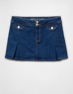 AE Stretch Low-Rise A-Line Pleated Mini Skirt