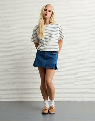 AE Stretch Low-Rise A-Line Pleated Mini Skirt