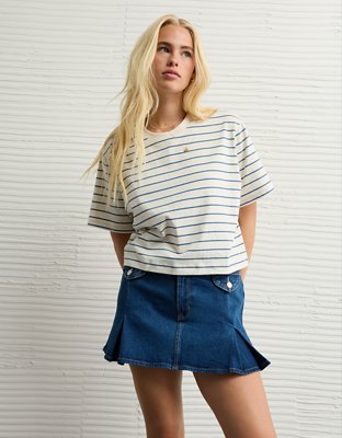 AE Stretch Low-Rise A-Line Pleated Mini Skirt