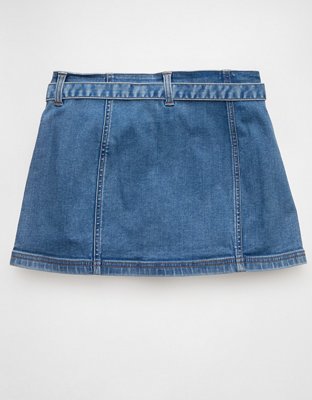 AE Next Level Low-Rise Belted Denim Micro Skort
