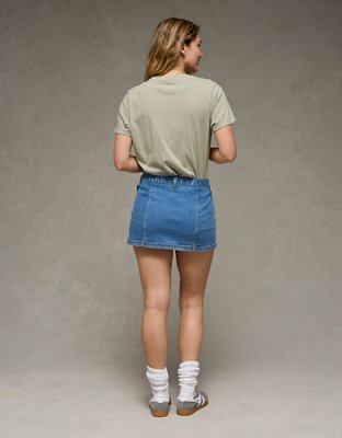 AE Next Level Low-Rise Belted Denim Micro Skort