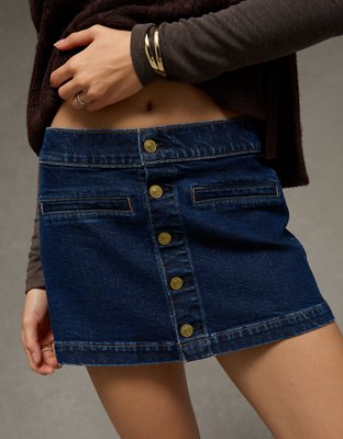 AE Stretch Low-Rise Denim Mini Skirt