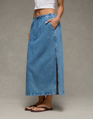 Женская юбка American Eagle AE Dreamy Drape Pull-On Maxi, цвет: Средняя варка — фото 5