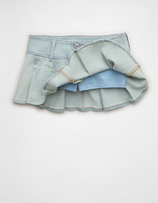 AE Super Low-Rise Stretch Perfect Pleated Denim Micro Skort