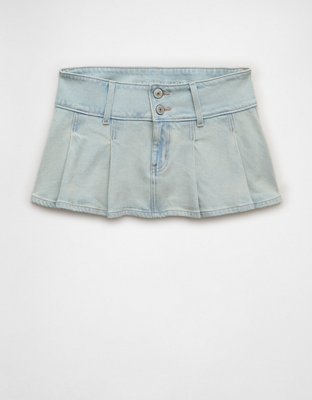 AE Super Low-Rise Stretch Perfect Pleated Denim Micro Skort