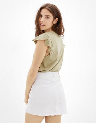 Женские юбки American Eagle AE White Denim Mini Skirt — фото 4