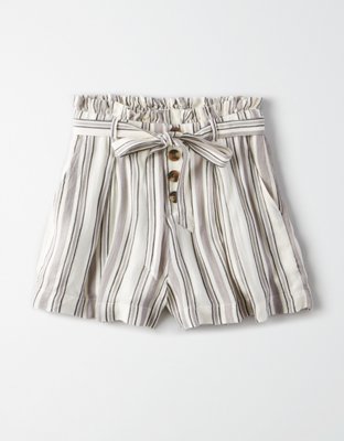 Женские брюки American Eagle AE High-Waisted Striped Button Front Runner Short — фото 3