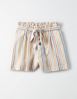 Женские брюки American Eagle AE High-Waisted Striped Button Front Paperbag Short — фото 3