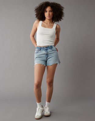 AE Strigid Curvy Ripped Denim Mom Short