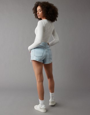 Женские брюки American Eagle AE Strigid Curvy Super High-Waisted Relaxed Ripped Short — фото 2