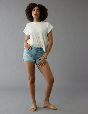 AE Strigid Short Curvy Relajado Cintura Super Alta con Rasgados