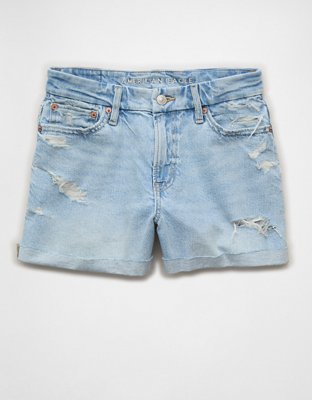 Женские шорты American Eagle AE 3" Strigid Curvy Super High-Waisted Relaxed Denim, цвет: Светлый яркий индиго — фото 3