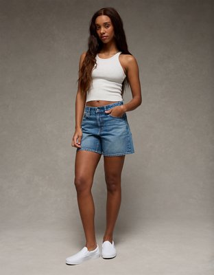 AE Strigid Curvy Super High-Waisted Relaxed Denim Utility Short