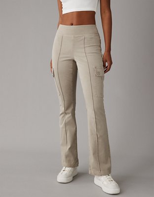 AE Stretch High-Waisted Vegan Leather Straight Cargo Pant