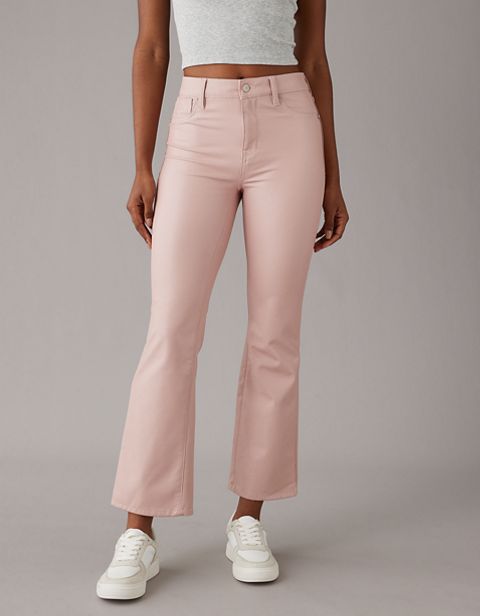 Женские брюки American Eagle AE High-Waisted Vegan Leather Kick Bootcut Crop Pant