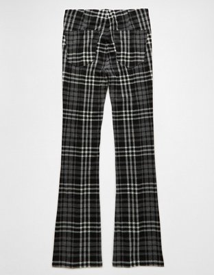 AE It Knit Pull-On High-Waisted Kick Boot Plaid Pant