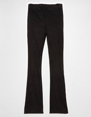 AE It Knit Suede Pull-On High-Waisted Kick Boot Pant