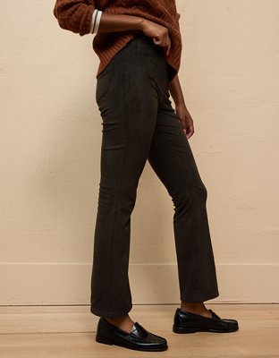 AE It Knit Suede Pull-On High-Waisted Kick Boot Pant