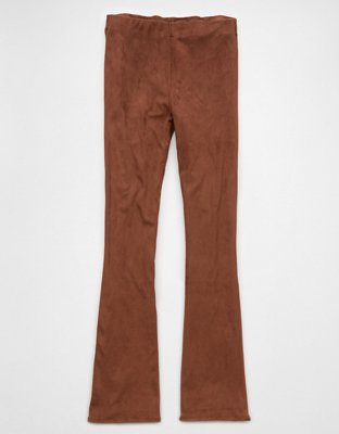 AE It Knit Suede Pull-On High-Waisted Kick Boot Pant