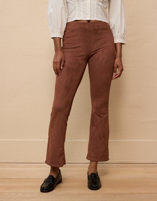 AE It Knit Suede Pull-On High-Waisted Kick Boot Pant