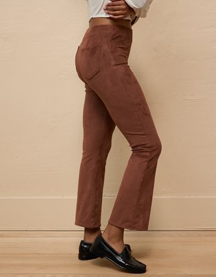 AE It Knit Suede Pull-On High-Waisted Kick Boot Pant