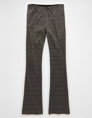 AE It Knit Pull-On High-Waisted Kick Boot Houndstooth Pant