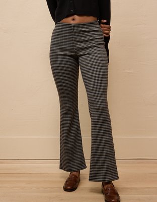 AE It Knit Pull-On High-Waisted Kick Boot Houndstooth Pant