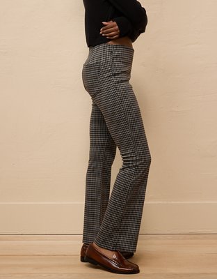 AE It Knit Pull-On High-Waisted Kick Boot Houndstooth Pant