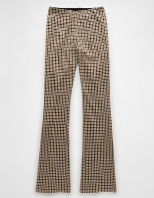 AE It Knit Pull-On High-Waisted Kick Boot Houndstooth Pant