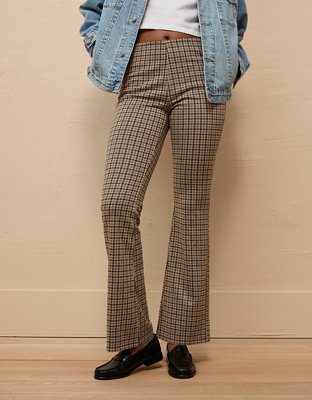 AE It Knit Pull-On High-Waisted Kick Boot Houndstooth Pant