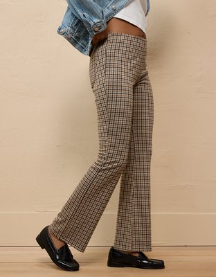 AE It Knit Pull-On High-Waisted Kick Boot Houndstooth Pant