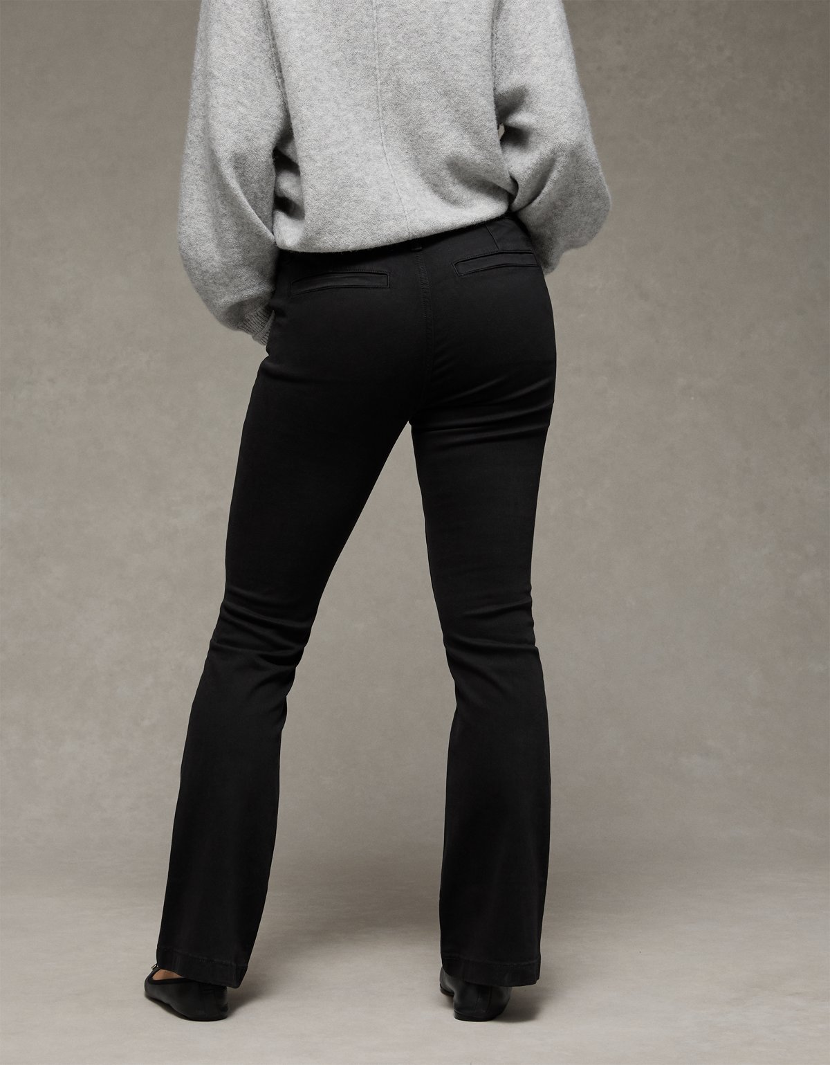 AE Stretch Low-Rise Kick Bootcut Khaki Pant - image 2