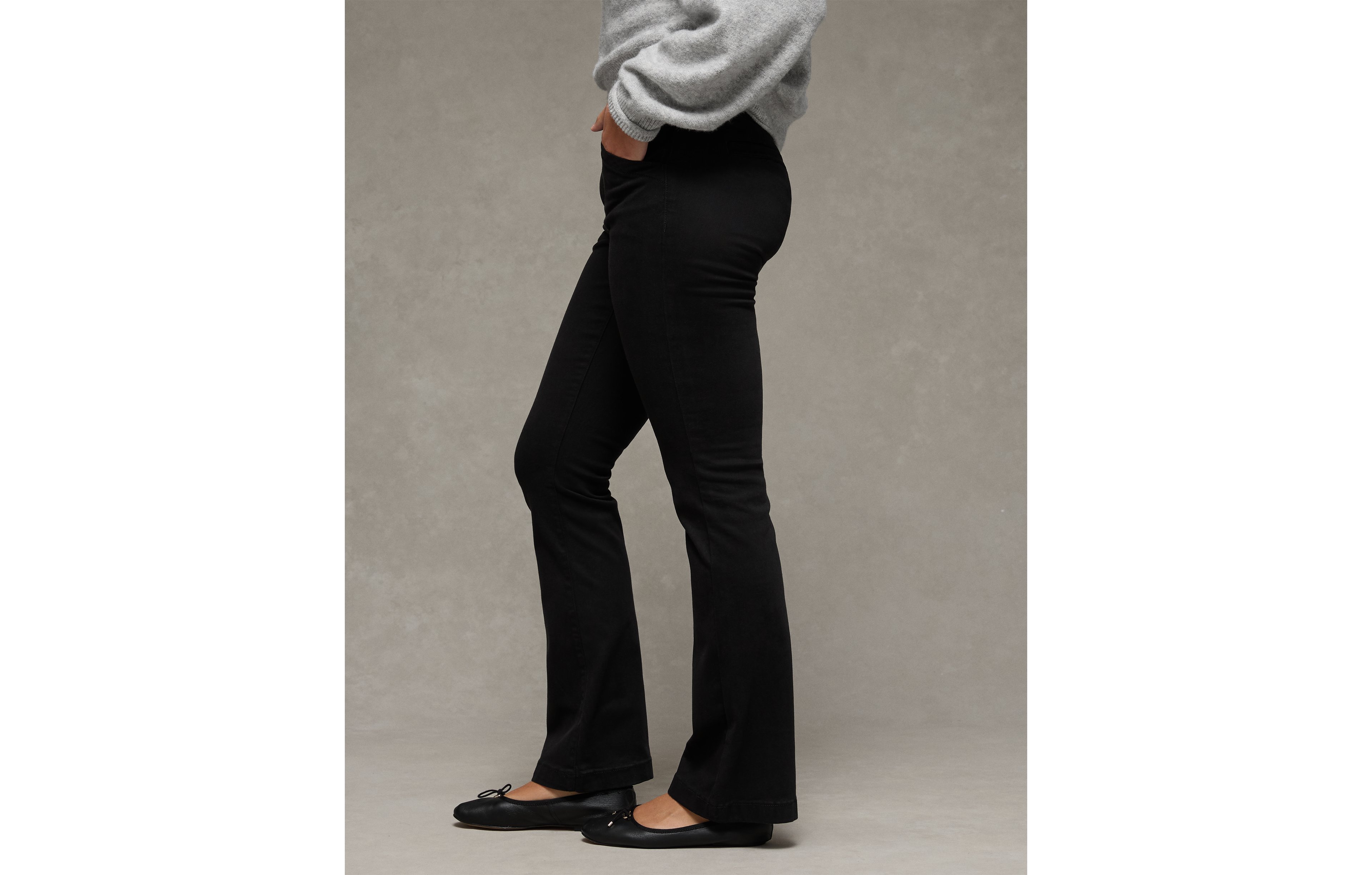 AE Stretch Low-Rise Kick Bootcut Khaki Pant
