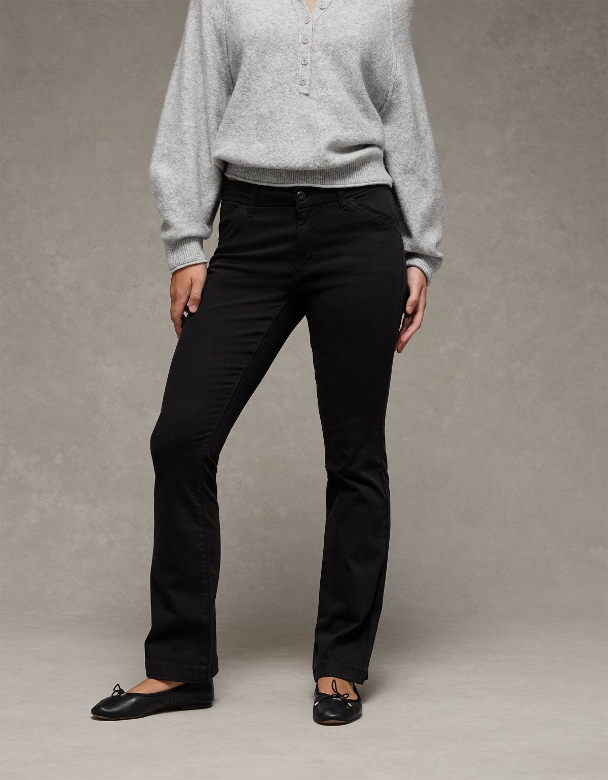 AE Stretch Low-Rise Kick Bootcut Khaki Pant - image 5