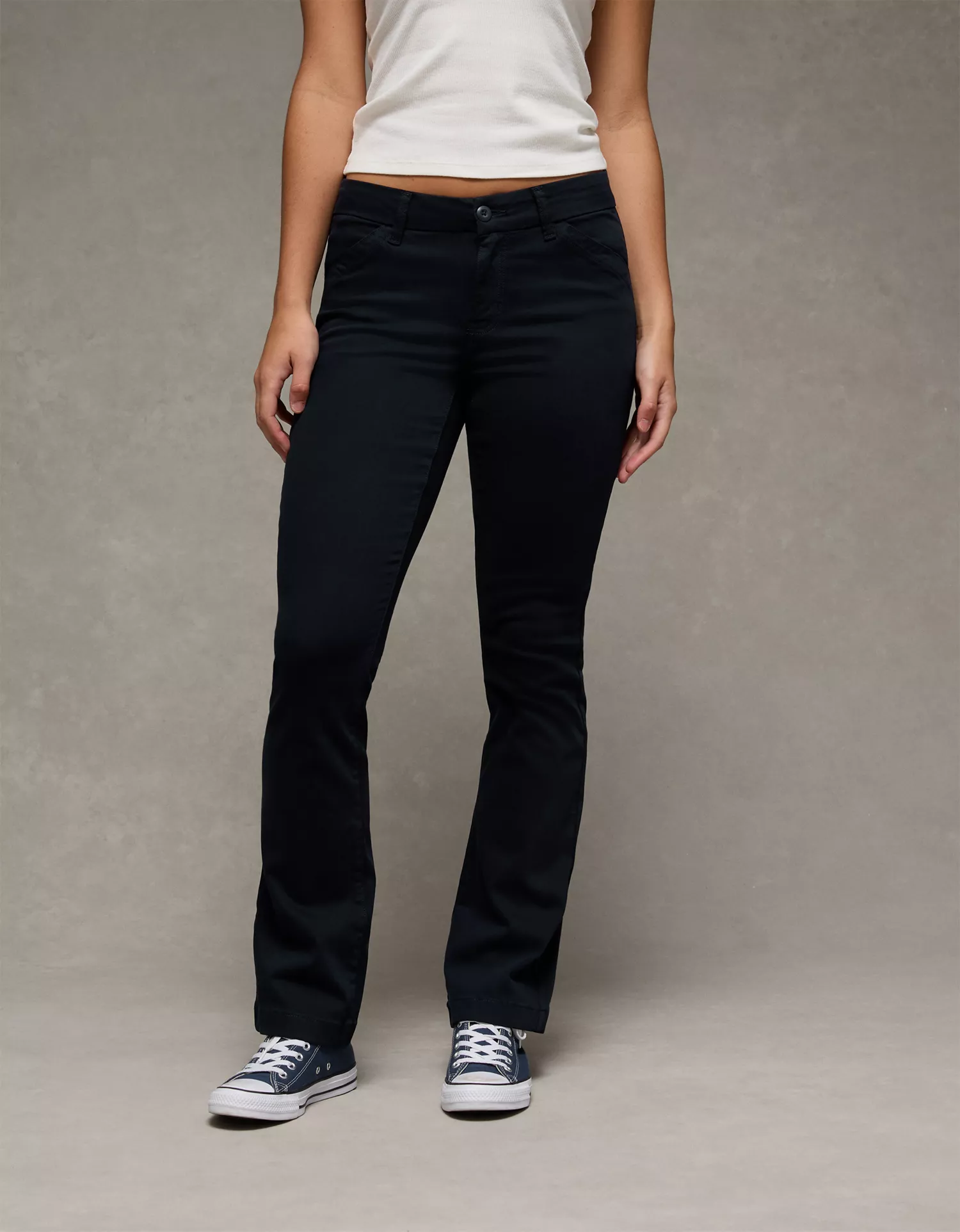 AE Stretch Low-Rise Kick Bootcut Khaki Pant