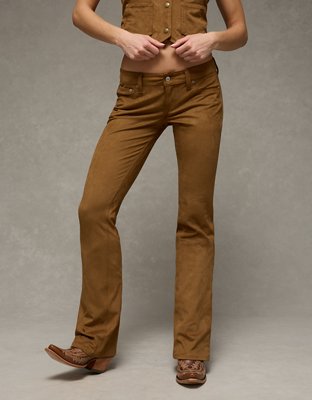 AE Vegan Suede Stretch Super Low-Rise Kick Bootcut Pant