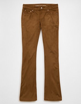 AE Vegan Suede Stretch Super Low-Rise Kick Bootcut Pant