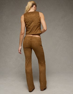 AE Vegan Suede Stretch Super Low-Rise Kick Bootcut Pant