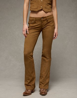 AE Vegan Suede Stretch Super Low-Rise Kick Bootcut Pant