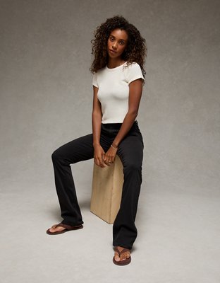 AE Curvy High-Waisted Kick Bootcut Khaki Pant