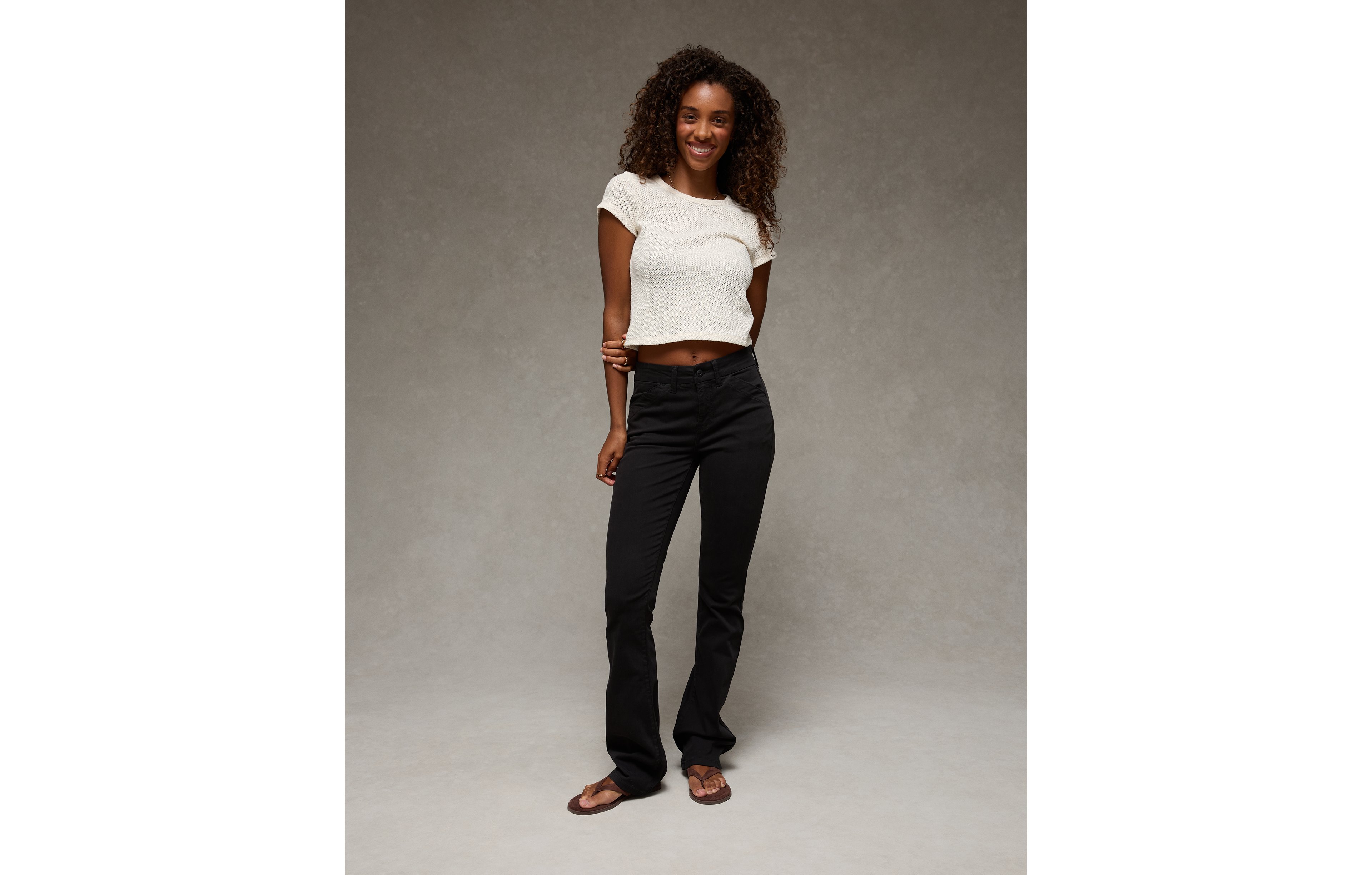 AE Curvy High-Waisted Kick Bootcut Khaki Pant