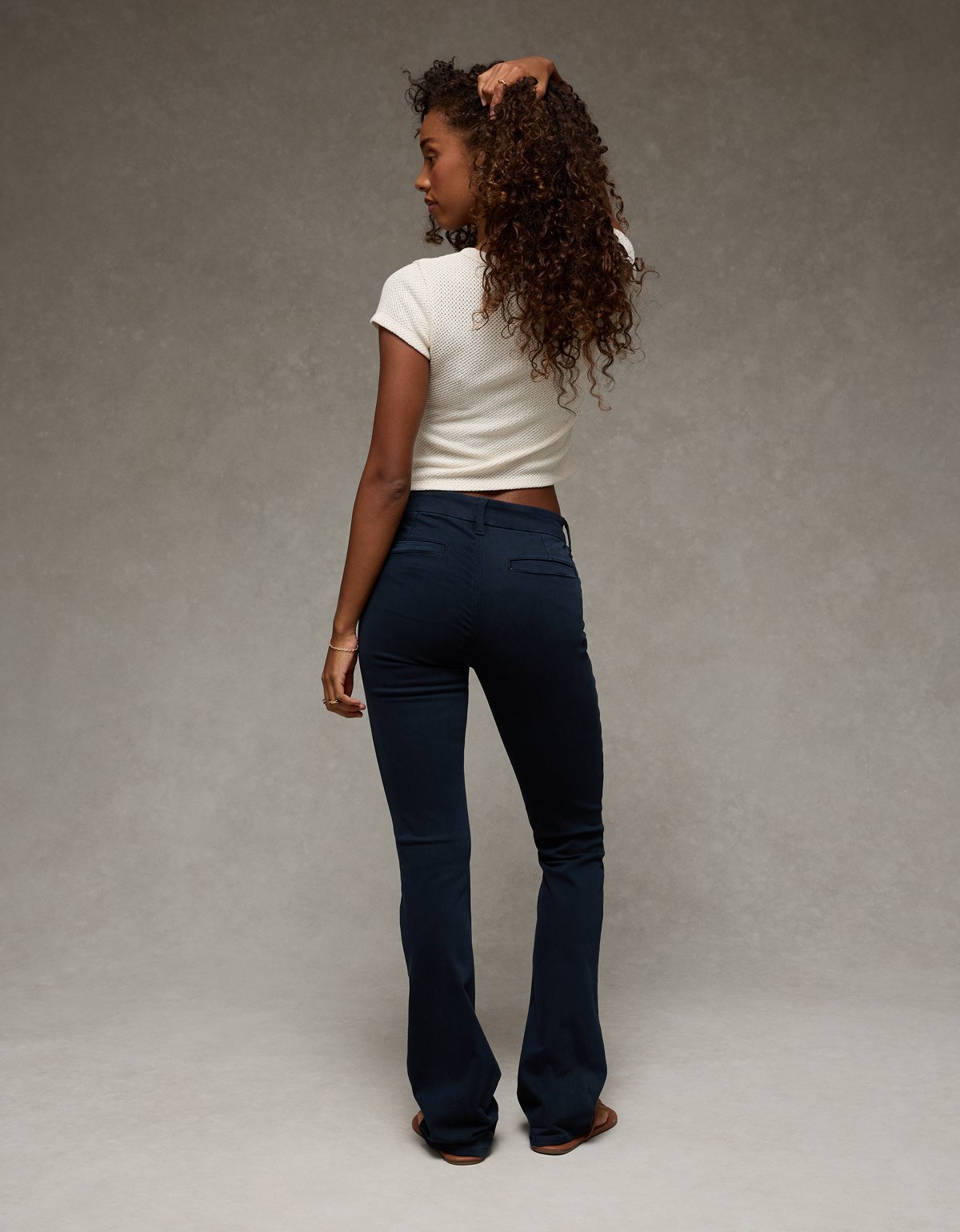 AE Curvy High-Waisted Kick Bootcut Khaki Pant - image 2