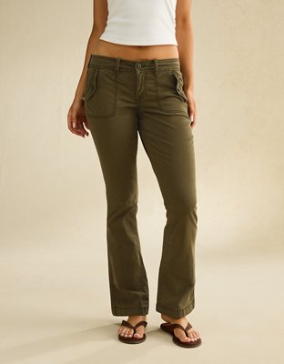 AE Super Low-Rise Kick Boot Pant — Camper Green by American Eagle