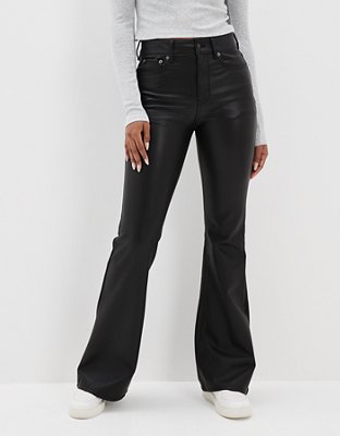 Women's High Rise Extra Stretch Pleather Stars Flare Jeans