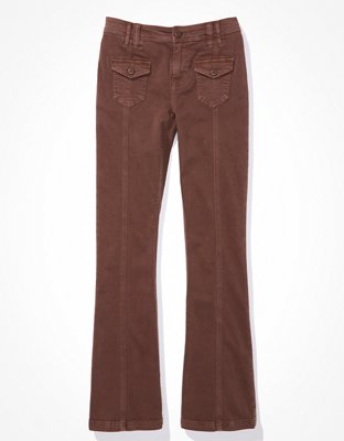 UO Brown Bengaline Low Rise Flare Pants