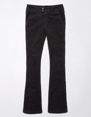 HIGH WAISTED BOOT-CUT TROUSERS, Black