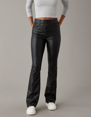 STRETCH VEGAN LEATHER WIDE PANTS