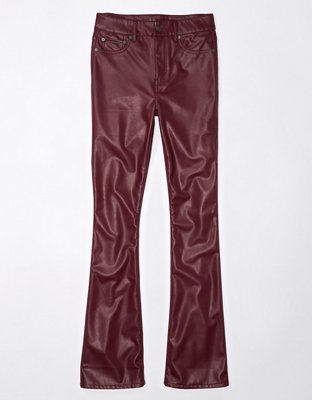 AE Stretch High-Waisted Vegan Leather Straight Cargo Pant