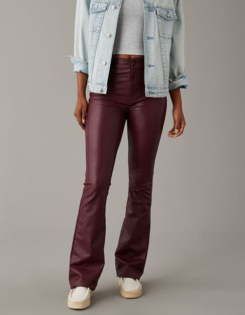 Женские ботинки American Eagle AE Stretch Vegan Leather Super High-Waisted Kick Boot Pant