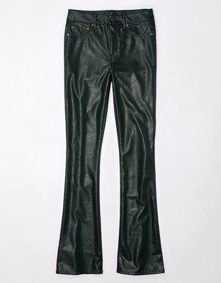 AE Stretch High-Waisted Vegan Leather Straight Cargo Pant